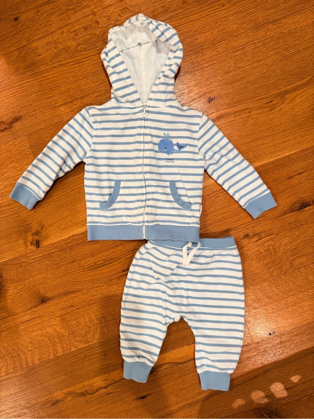 EARTH NYMPH | Whale Striped Zip Up Hoodie and Joggers Set